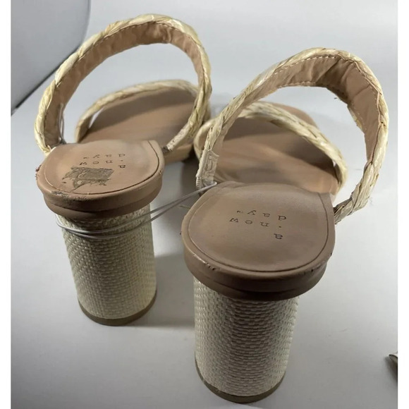 A New Day Womens Basil Sandal Heel Tan Braided Slip On High Open Toe 8.5 NWT - Picture 3 of 8
